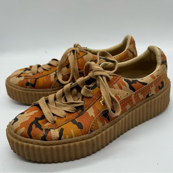 Puma x fenty creepers Rihanna orange camo platform leather sneakers women’s 7.5 - Picture 4 of 8